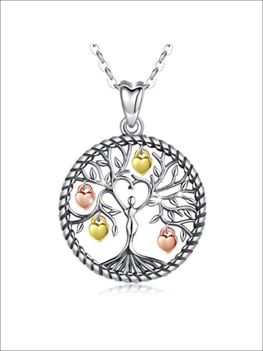 Sterling Silver Tree of Life Necklace with Heart Pendant